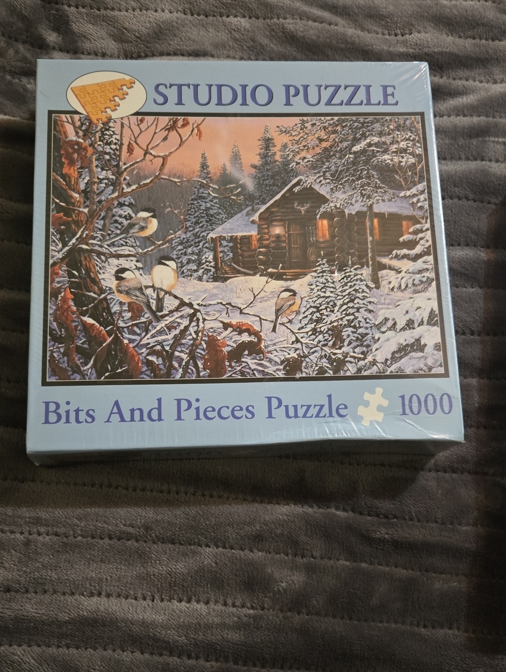 Bits And Pieces Studio Puzzle 1000-Piece Winter Birds - Light Blue